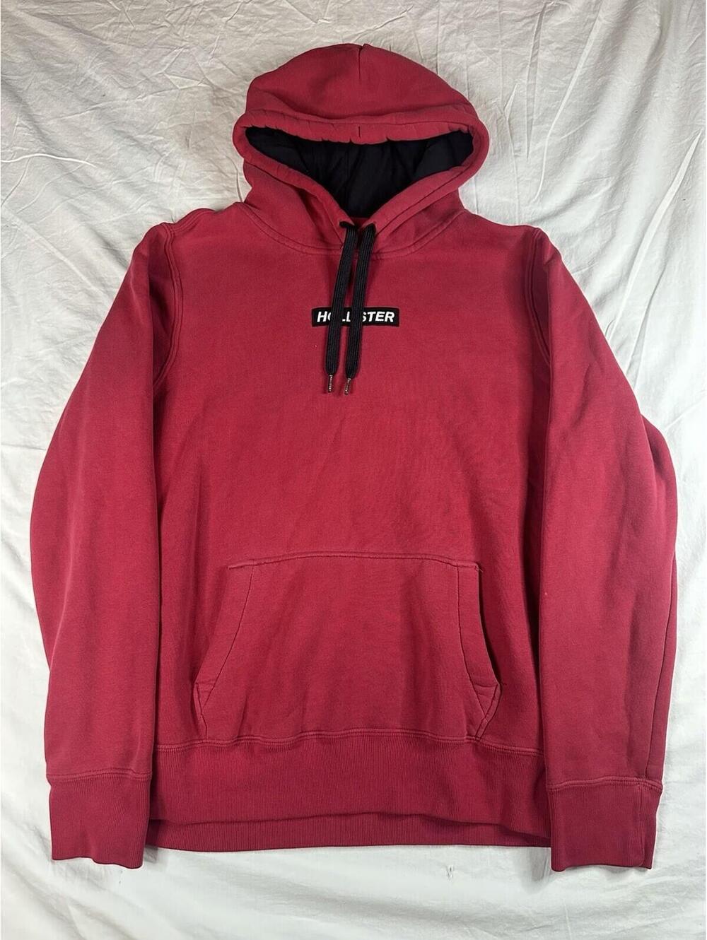 🔥🦅 Y2K Hollister California Red Pullover Hoodie Logo Sweatshirt M 🔥🦅